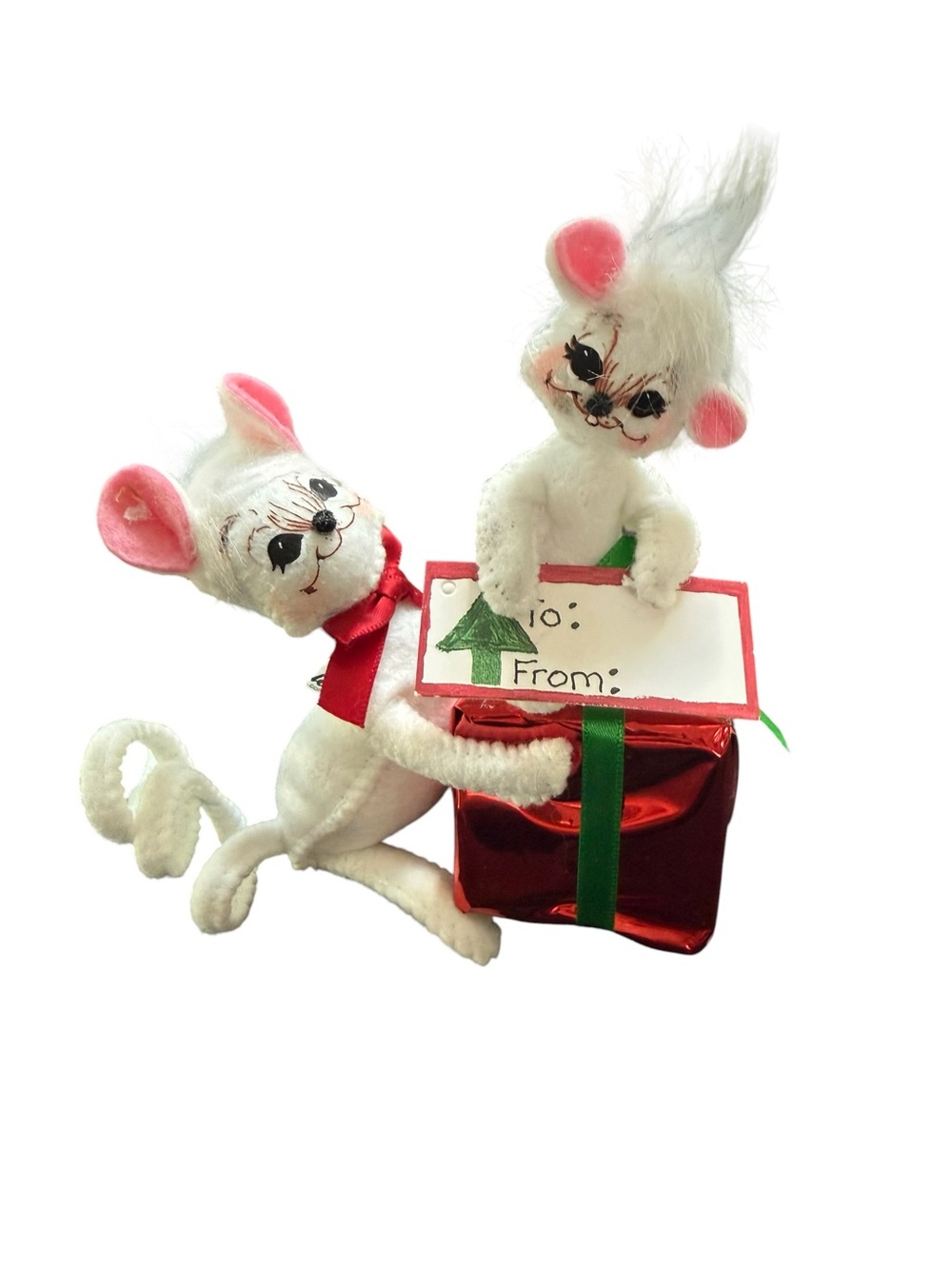 Annalee Christmas Gift Mouse 2017 With Red Package And Baby Mouse 6 inch